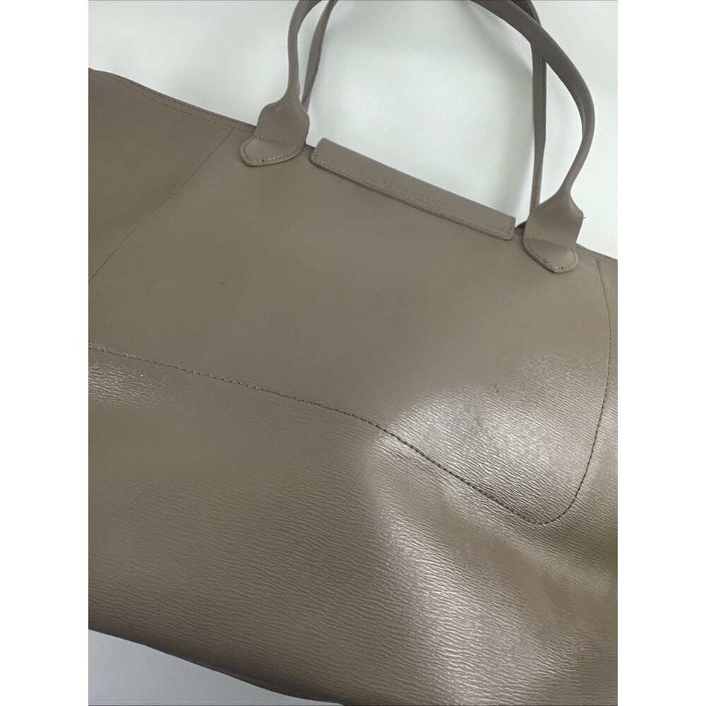 Longchamp Le Pliage City Tote Bag Taupe Leather Coated Canvas Zip Large Flap - Picture 10 of 16